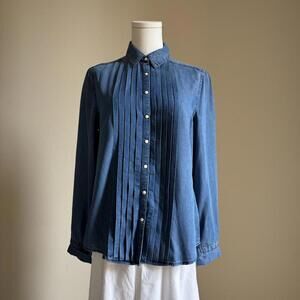 Denim snap button up shirt, xs, pearl buttons